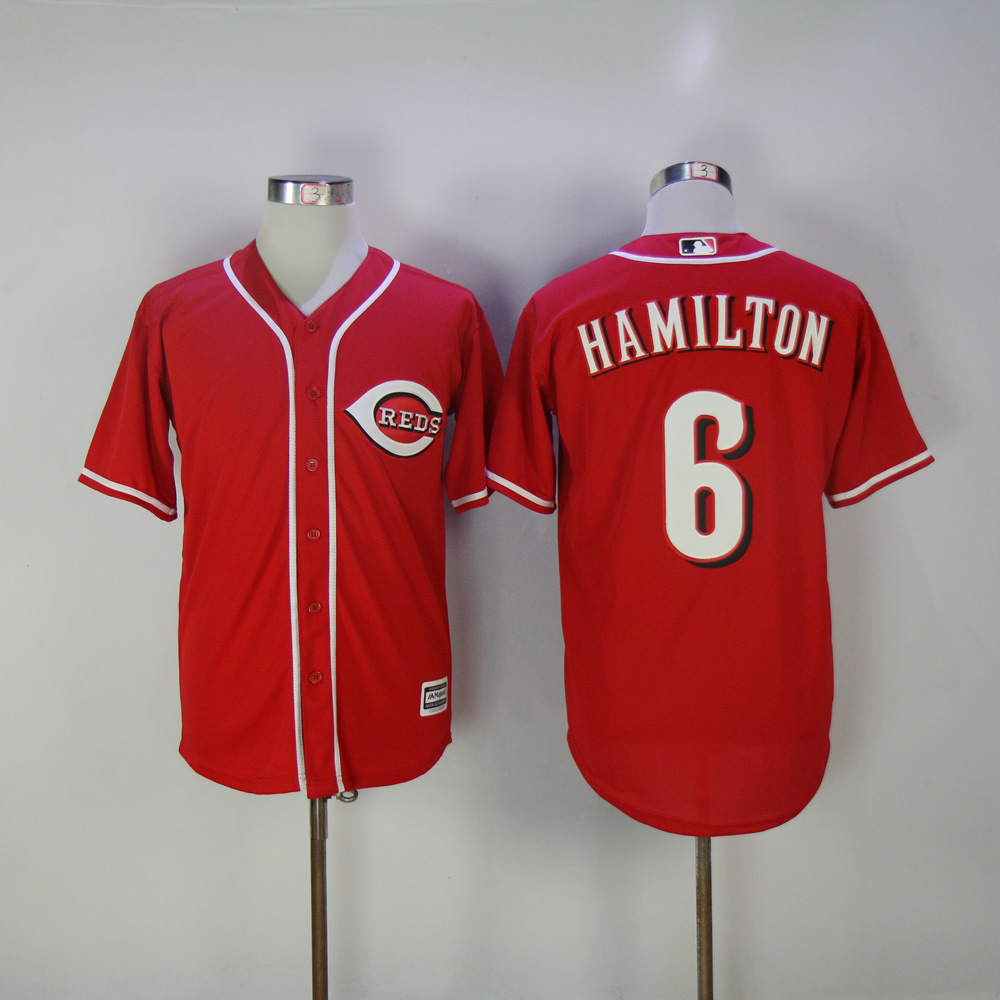 Men MLB Cincinnati Reds #6 Hamilton red game jerseys